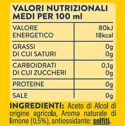 Casaceto Tradizionali Limone Aceto di Alcol Aromatizzato Fresco